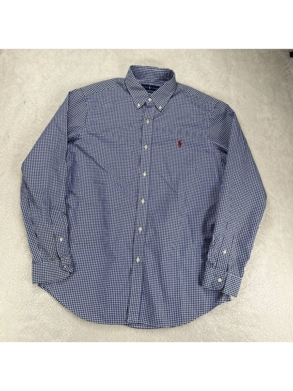 Polo Ralph Lauren Shirt Mens Lg Button Down Gingham Check Blue Preppy City